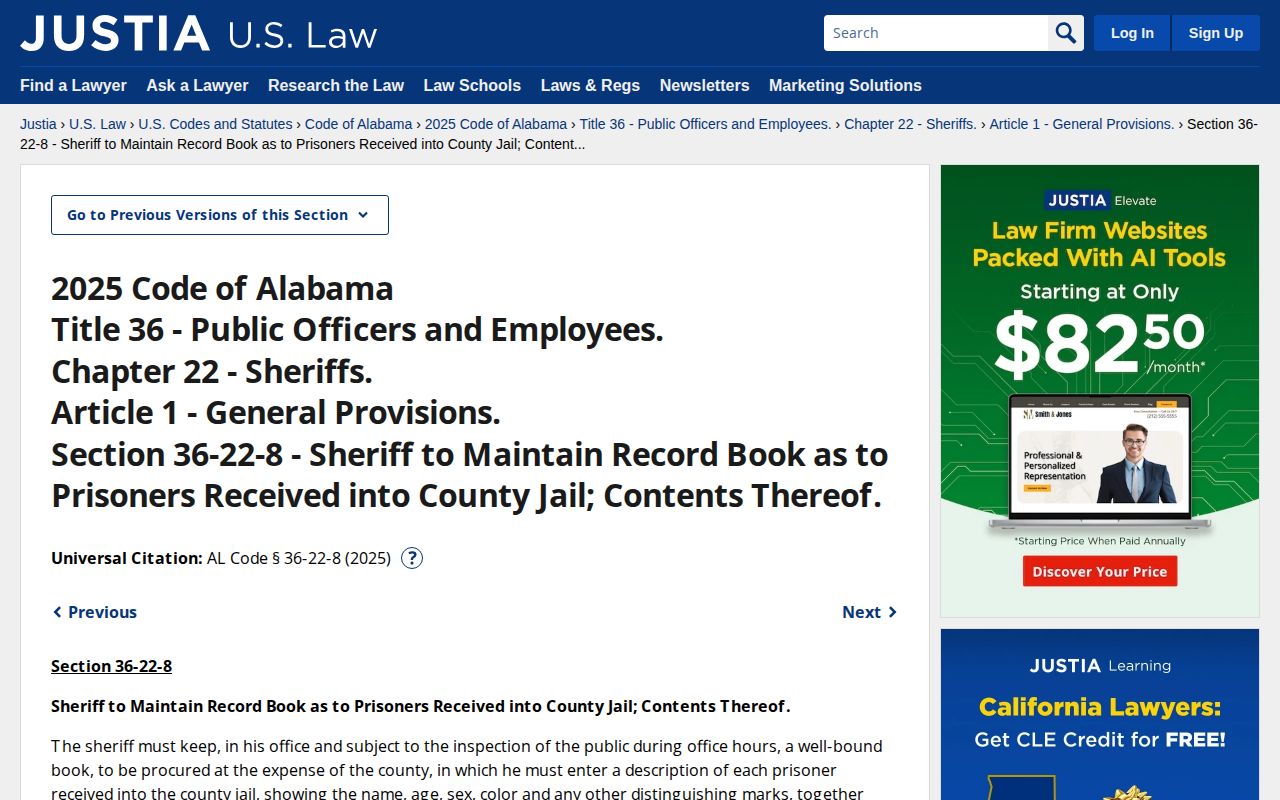 Alabama prisoner book statute for Winston County daily arrest requests