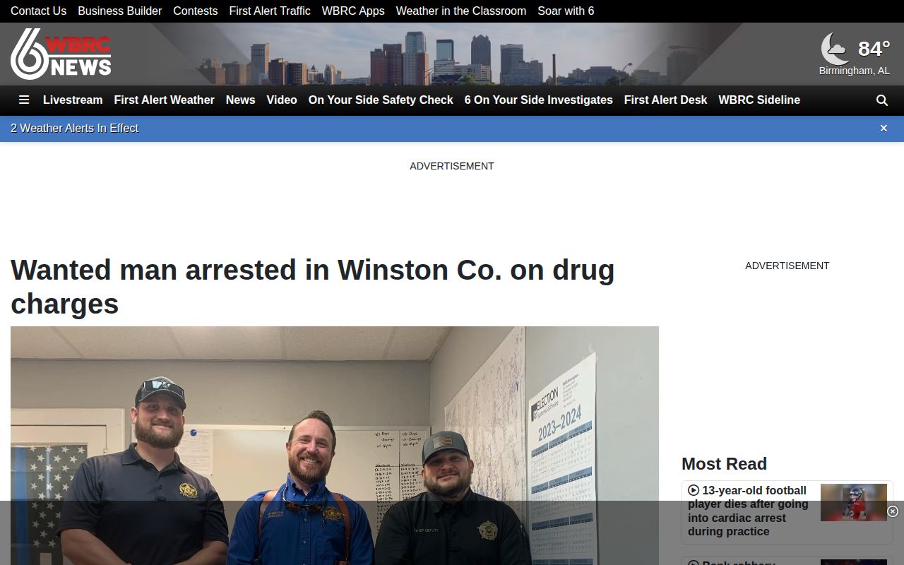 WBRC regional Winston County arrest story used as a selective news example